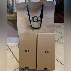 2~UGG Tan & Black MARIAM BALLET Empty Shoes Boxes Size 6 & 1~Branded Paper Bag
